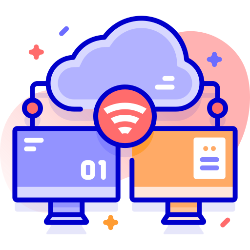 Cloud with upload/download arrows representing scalable cloud infrastructure