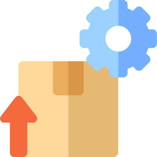 Box with circular arrows icon representing end-to-end product lifecycle